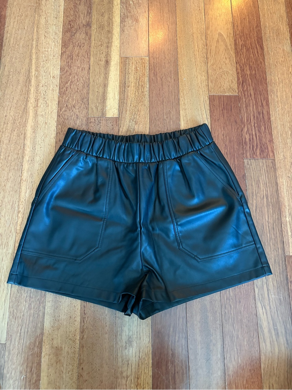 Steve Madden Black Faux Leather High-Waist Shorts
